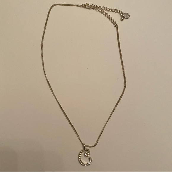 “C” initial silver rhinestone crystal necklace - Picture 7 of 9